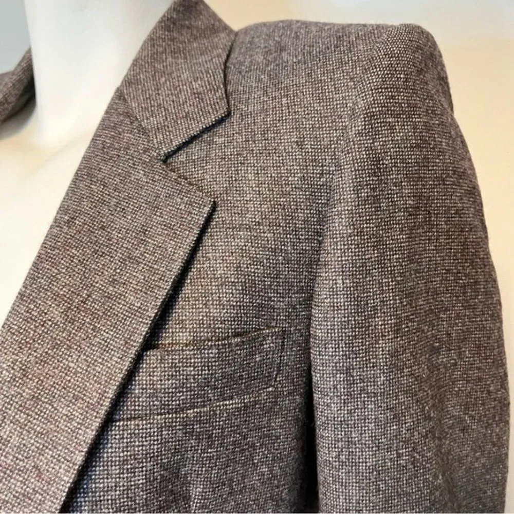 Vintage 100% virgin wool dark brown women blazer size S - Picture 10 of 10